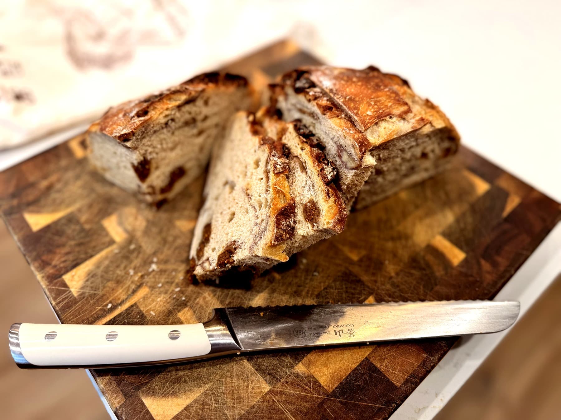 Dark chocolate cherry sourdough sliced